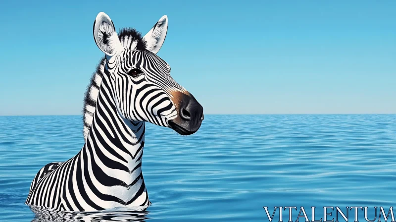 AI ART Zebra Submerged in Ocean