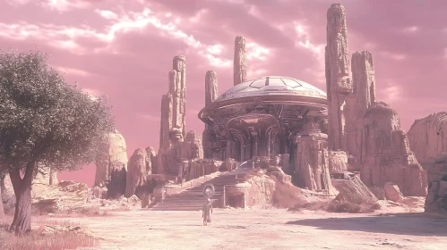 Sci-Fi Desert City with Pink Sky