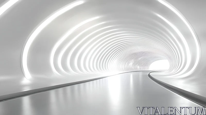 AI ART Modern Curved Tunnel with Continuous Lighting