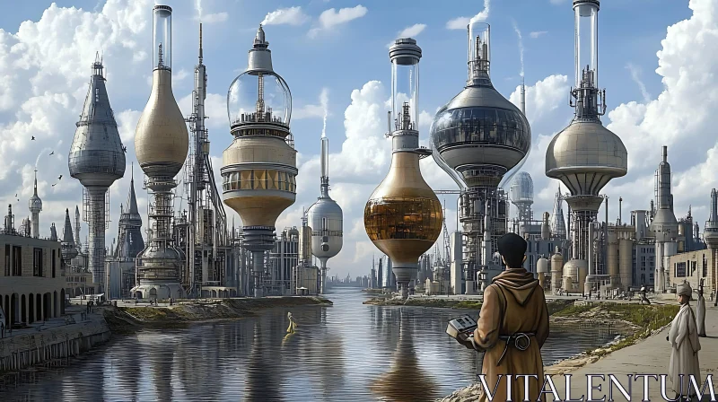 AI ART Sci-Fi Urban Landscape with Advanced Architecture