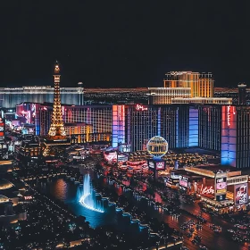 Nightlife in the City with Eiffel Tower Replica