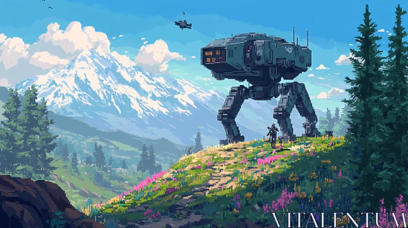 Mountain Vista with Advanced Robotics AI Image