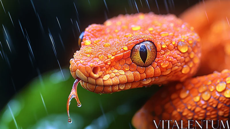 Close-up of Reptile in Downpour AI Image