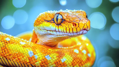 Orange Snake with Bokeh Background