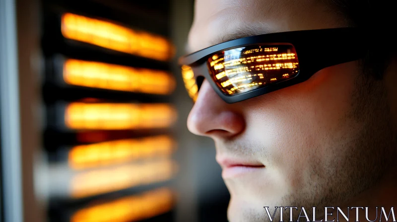 AI ART Tech Glasses Reflecting Illuminated Lights