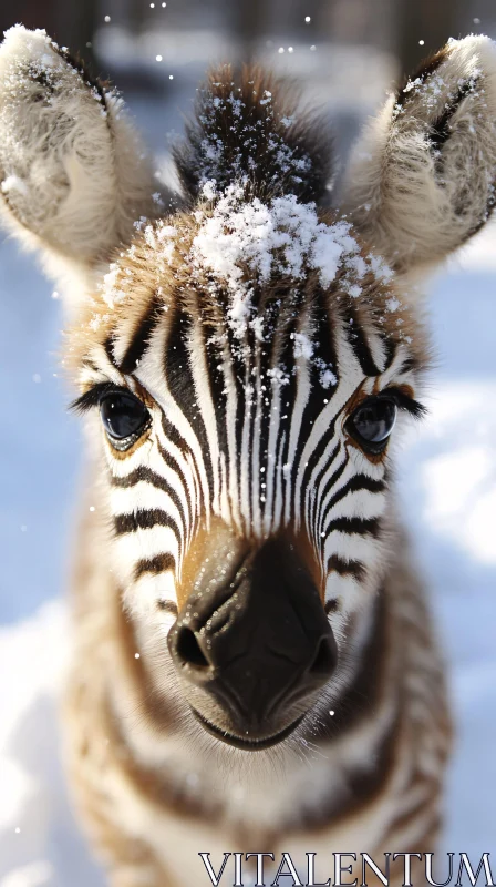 AI ART Young Zebra with Snowflakes