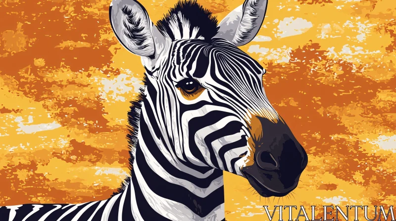 Zebra in Ochre Tones AI Image