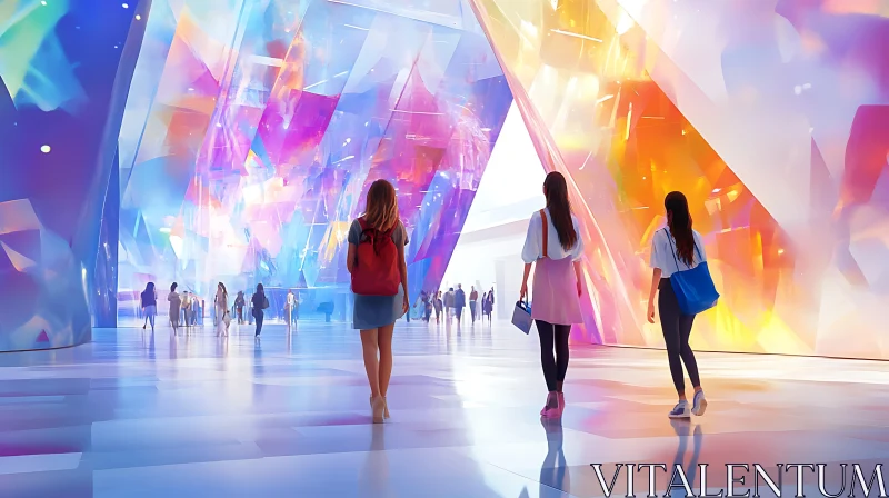 AI ART Modern Space with Colorful Crystal-Like Architecture