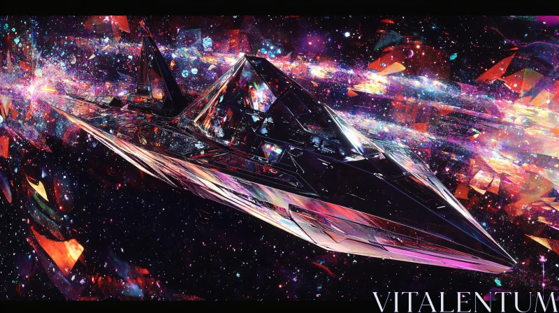 AI ART Cosmic Voyage of a Futuristic Spacecraft