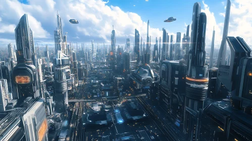 High-Tech Urban Skyline of the Future