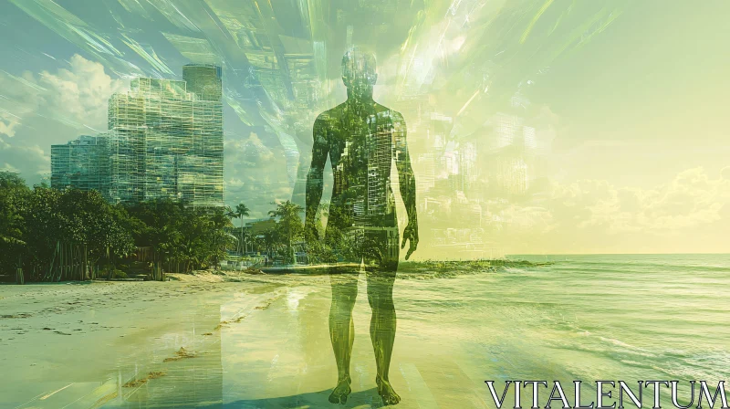 Beach and Urban Blend in Surreal Imagery AI Image