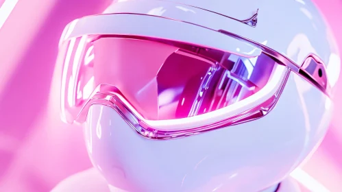 Cyberpunk Robotic Helmet with Pink Neon Glow