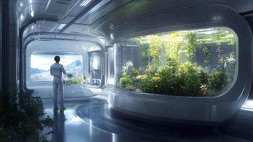 Advanced Space Greenhouse with Lush Vegetation