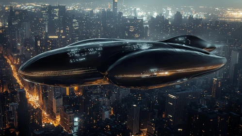 Sleek Spaceship in Night City