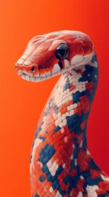 Colorful Snake in Mosaic Design