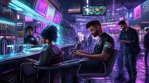 Neon Barbershop of the Future