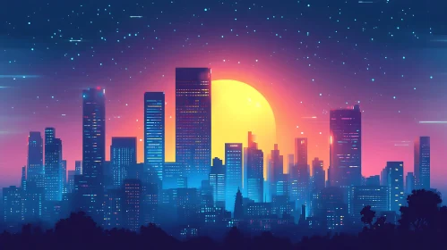 Sunset Over City Skyline