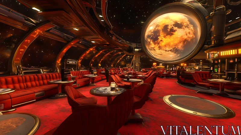 Opulent Space Lounge with Cosmic View AI Image