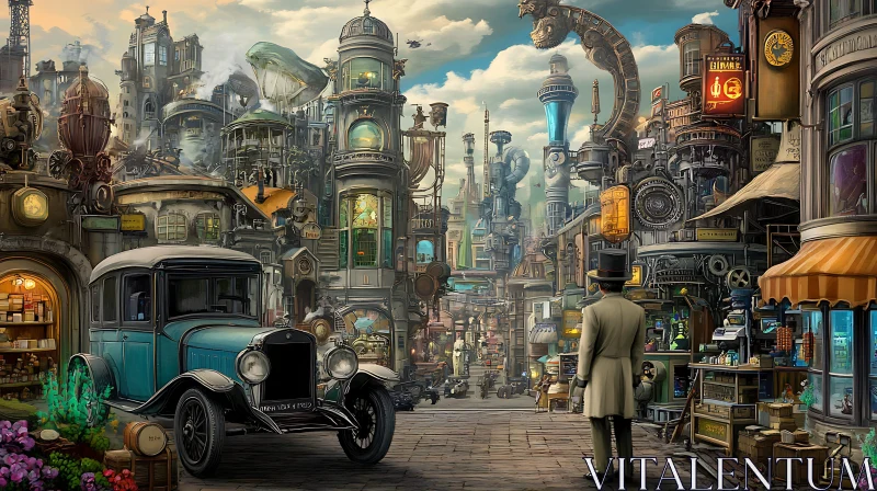 AI ART Futuristic Steampunk City with Vintage Elements