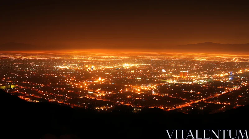 Urban Landscape with Twinkling City Lights at Night AI Image