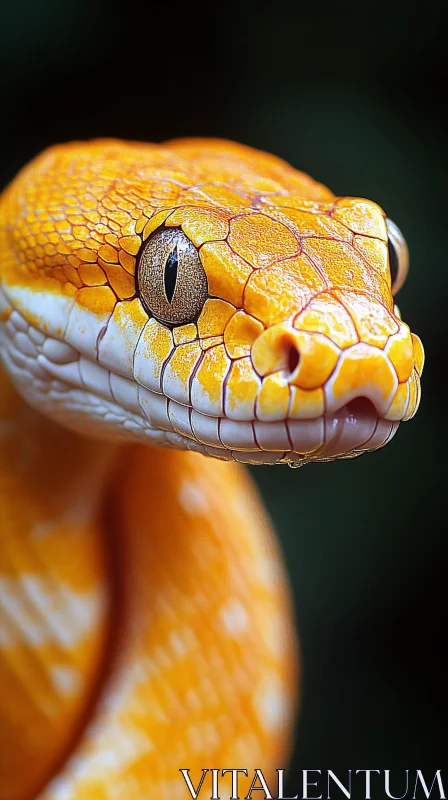 AI ART Detailed View of a Yellow and White Snake