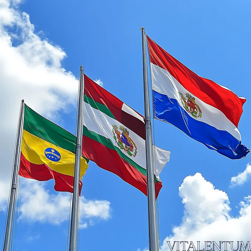 Flags Against the Sky AI Image