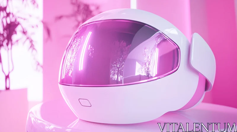 Modern VR Headset with Pink Accents AI Image