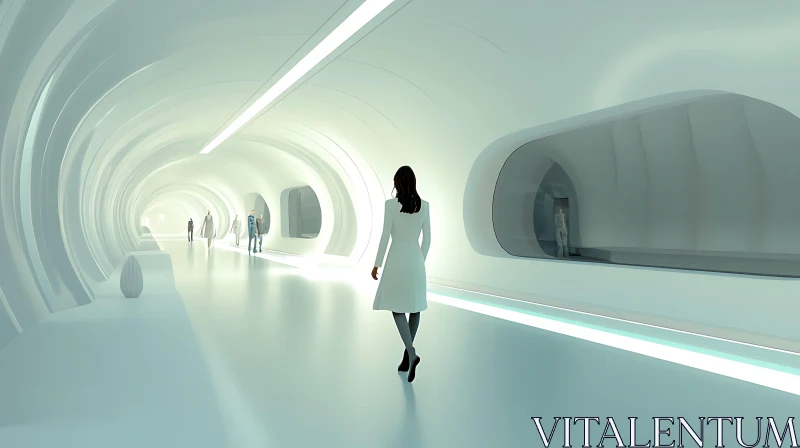 Sleek Modern Tunnel with Ambient Lighting AI Image