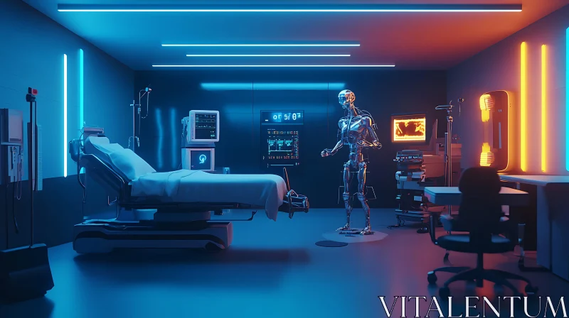 AI ART High-Tech Healthcare Facility with Robotic Assistant