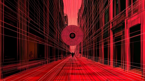 Abstract Geometric Red City Scene