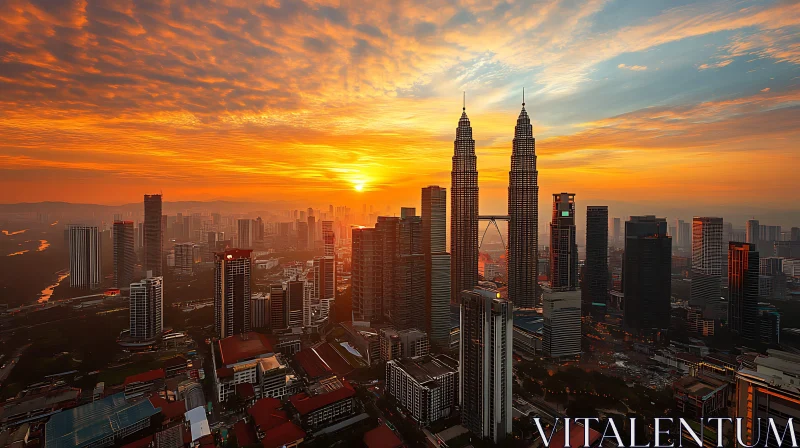 Breathtaking Urban Skyline at Sunset AI Image