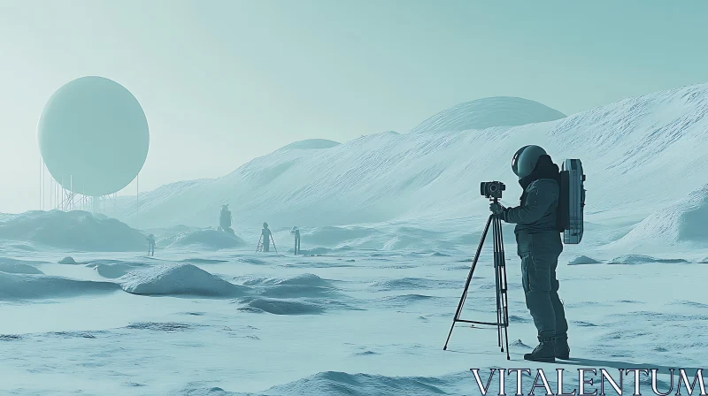 Astronaut Photographer on an Alien Ice Planet AI Image