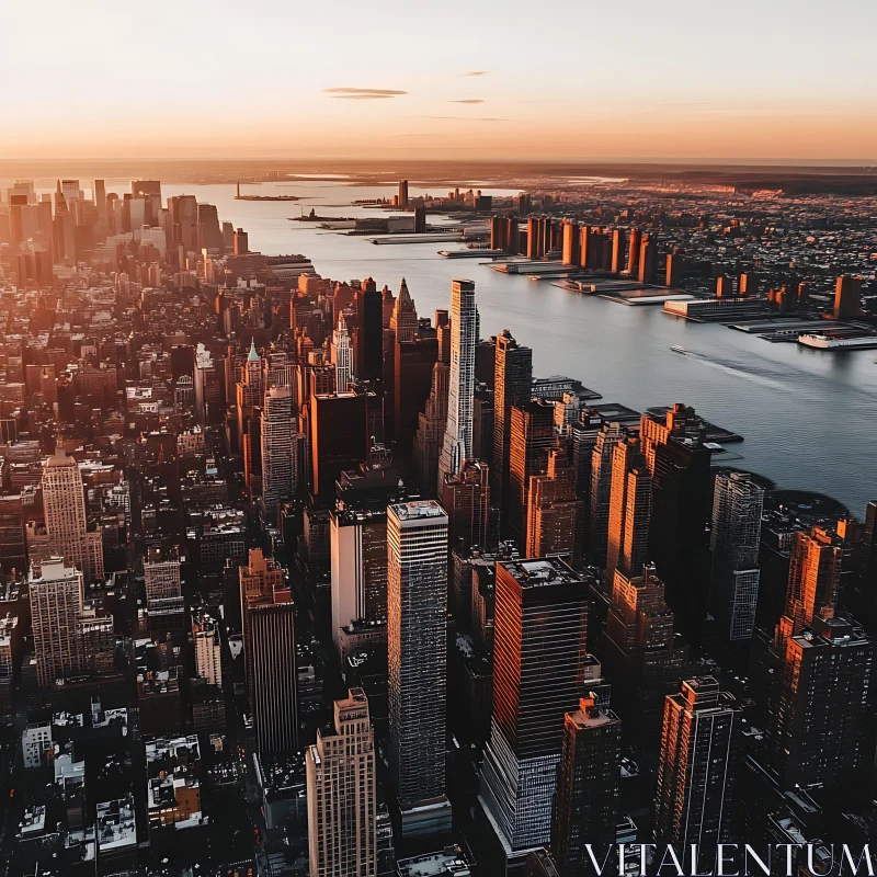 Urban Skyline at Sunset AI Image