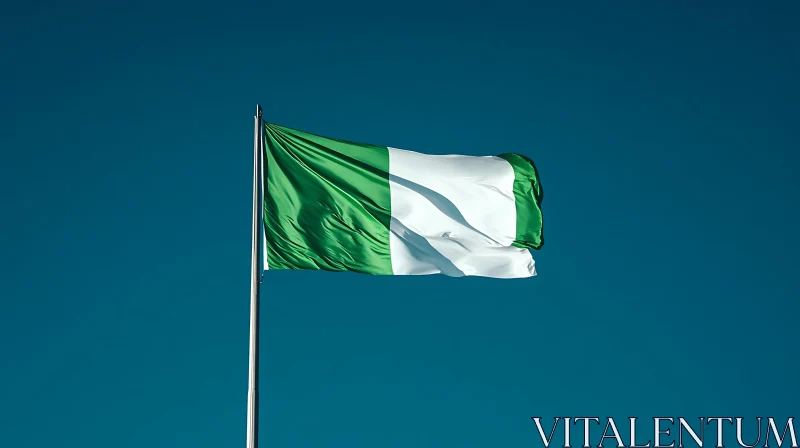 Waving National Flag with Green and White Colors AI Image