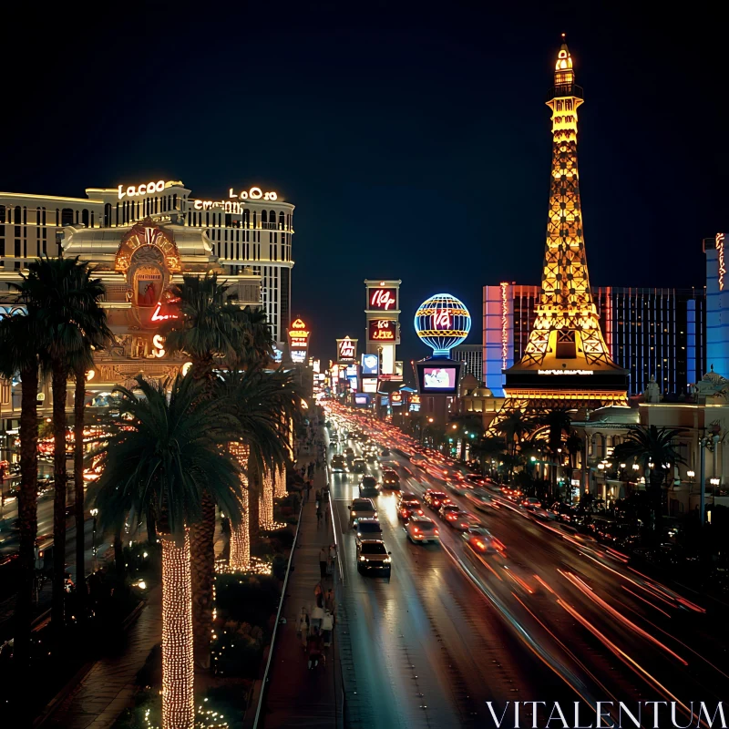 Vibrant Night in Las Vegas Cityscape AI Image