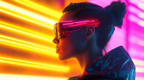 Cyberpunk Woman with Neon Glasses