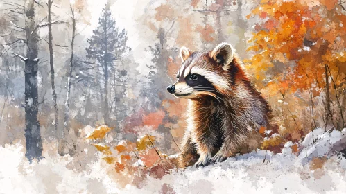 Raccoon in Vibrant Autumn