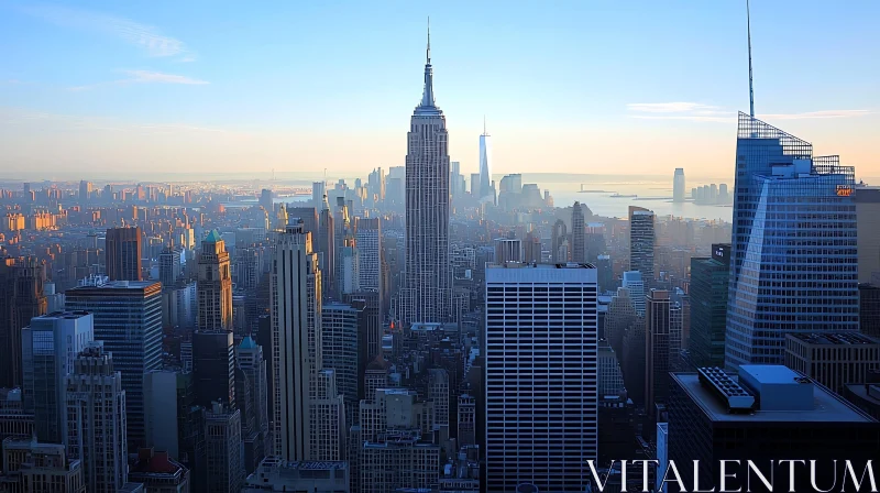 Morning View of NYC's Iconic Skyscrapers AI Image