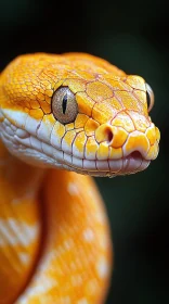 Detailed View of a Yellow and White Snake