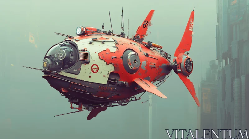 Advanced Sci-Fi Spaceship in Urban Environment AI Image