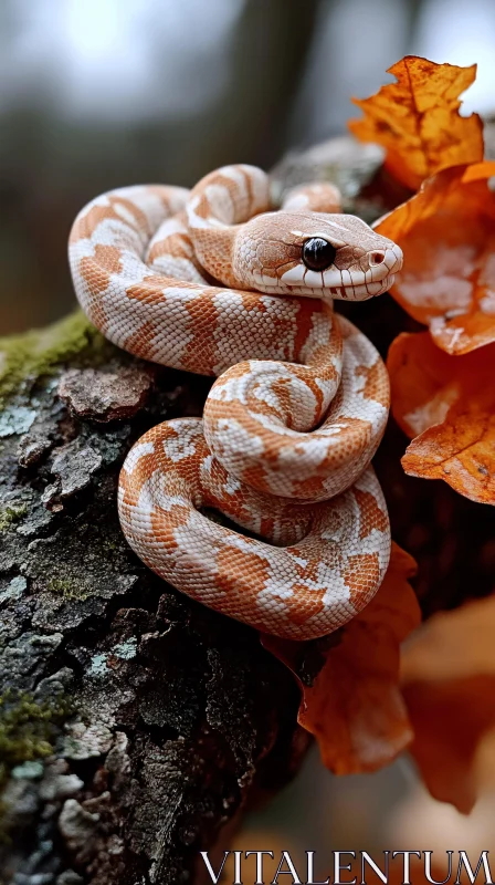 Autumn Snake and Leaves AI Image