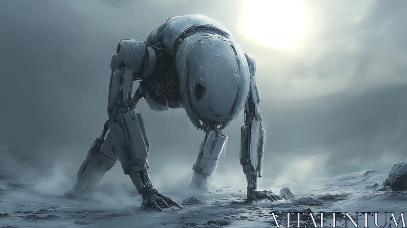 AI ART Futuristic Cyborg in Icy Terrain