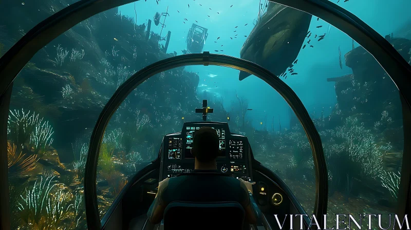 Submarine Navigator in Marine Environment AI Image