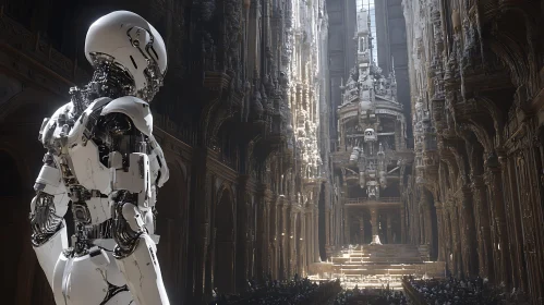 Intricate Robot in Elaborate Cathedral