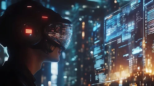 VR Immersion in a Neon-Lit Digital World