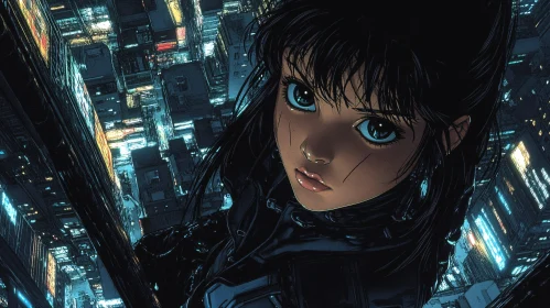 Cyberpunk Anime Girl at Night