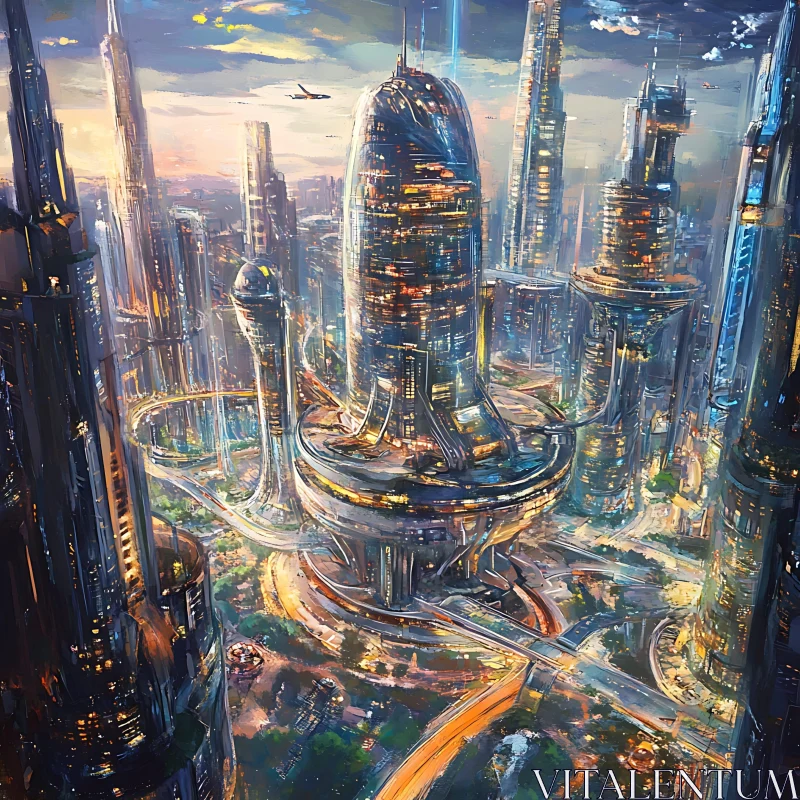 Advanced Urban Architecture in a Futuristic City