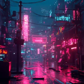 Neon-Lit Rainy Urban Future