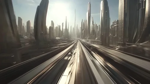 High-Tech Futuristic City with Skyscraper Landscape
