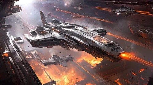 Epic Sci-Fi Space Battle with Colossal Spaceships